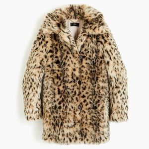 JCREW Faux Fur Leopard Coat - Pale Leopard